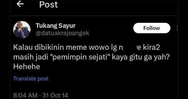 Tuding Akun Hasan Nasbi Lebih Parah dari Fufufafa, Netizen: Orang yang Tidak Ada Harga Diri dan Tidak Tau Malu