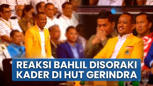 MOMEN Bahlil Dua Kali Disoraki Huuuu di HUT ke-17 Partai Gerindra