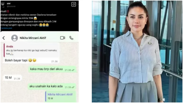 Viral! Diduga Chat Nikita Mirzani Bocor, dengan Entengnya Minta Rp15 M dari Owner Daviena