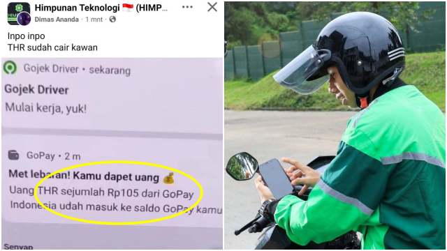 Viral Pengemudi Ojol Dapat THR Cuma Rp 105 Perak, Netizen: Buat WC Umum Saja Kurang