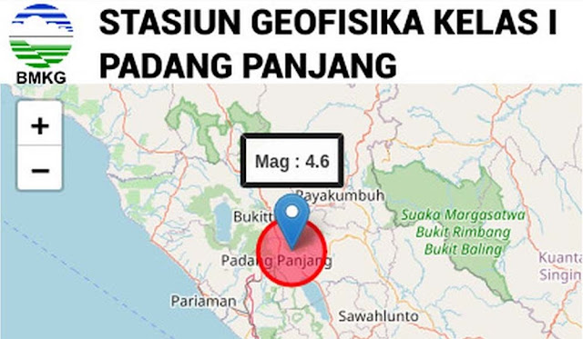 Gempa 4,6 Guncang Padang Panjang, Pusatnya di Darat