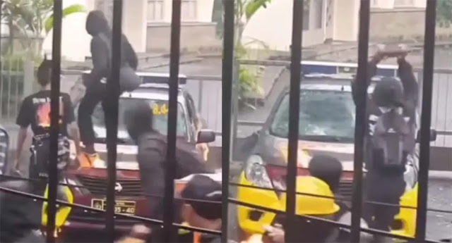 Aksi May Day di Bandung, Massa Rusak hingga Bakar Mobil Polisi