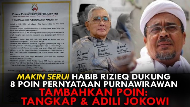 Habib Rizieq Shihab Dukung Penuh Purnawirawan TNI Makzulkan Gibran: Tambah Satu, Tangkap & Adili Jokowi!