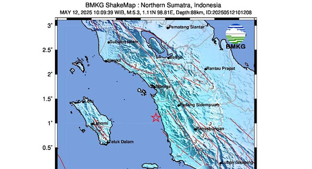 Breaking News! Gempa Besar M5,3 Guncang Padang Sidempuan Sumut