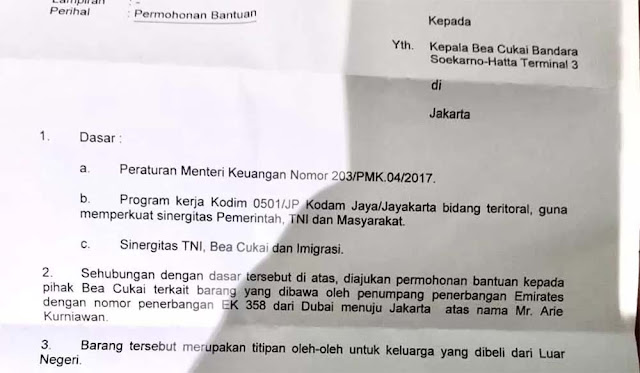 Beredar di Media Sosial, Dandim Jakarta Pusat Surati Bea Cukai Bandara-Soekarno Hatta, Ini Kata Kodam Jaya