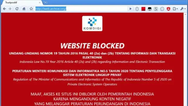 Situs Archive.org Diblokir Kemenkomdigi karena Bermuatan Judol dan Pornografi