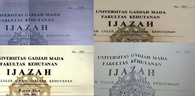 Makin Bodong! Ijazah Fakultas Kehutanan UGM No. 1120 milik Jokowi tidak Identik dengan Pembanding Satupun No. 1115, 1116 dan 1117