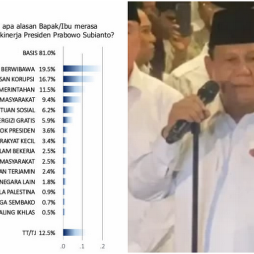 Dinilai Tegas dan Mendukung Pemberantasan Korupsi, 81% Publik Puas Kinerja Prabowo