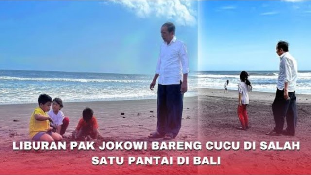 Waduh! Foto Jokowi Main Bareng Cucu di Pantai Diduga Editan, Publik Soroti Kejanggalan Ini