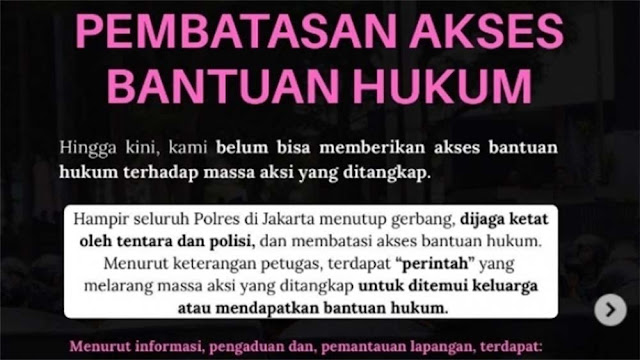 Pasca Ricuh, LBH Jakarta Sebut Polres di Jakarta Tutup Akses Bantuan Hukum Bagi Pendemo