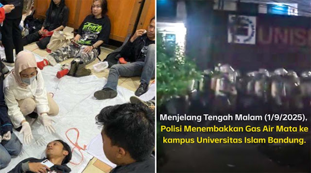 Kampus Unpas & Unisba Jadi Sasaran Tembakan Gas Air Mata saat Pembubaran Demo, 12 Mahasiswa Pingsan