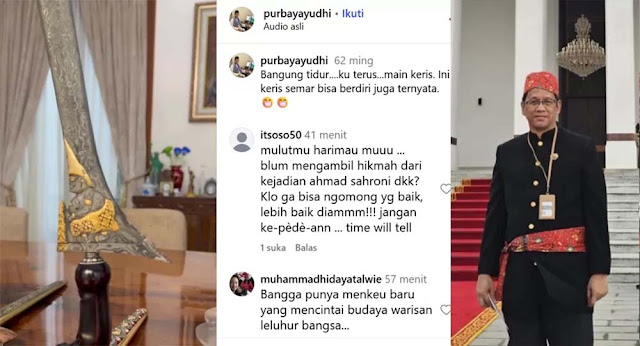 Video Keris Berdiri Unggahan Menkeu Purbaya Jadi Sorotan, Komentar Netizen Bikin Geleng-Geleng!