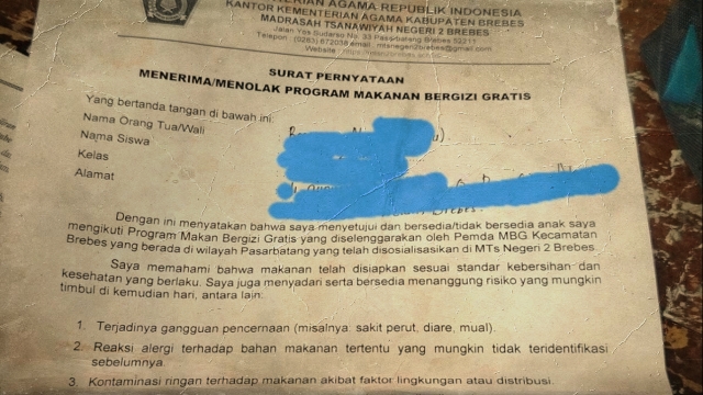 Viral Orang Tua Murid di Brebes Diminta Terima MBG dengan Potensi Risiko, Termasuk Keracunan