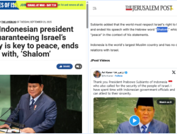 Ketika Ucapan Shalom Presiden Prabowo Jadi Headline Dua Media Israel