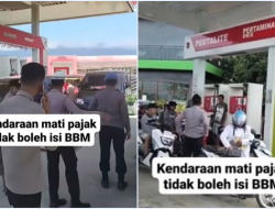 Viral SPBU Dijaga Ketat Polisi: Kendaraan Mati Pajak Dilarang Isi BBM!