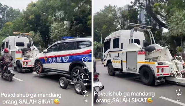 Viral Mobil Polisi Militer Diderek Petugas Dishub, Netizen Auto Ikut Keringetan