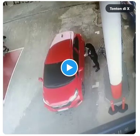 Gak Nyangka! Lari dari SPBU, Petugas Ngejar Sampai Rela Tertabrak