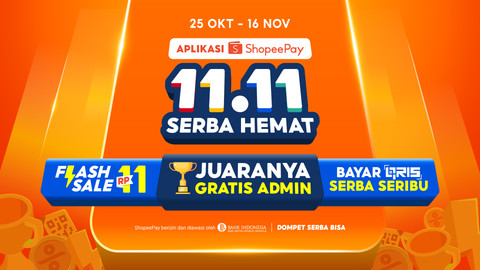 Juaranya Gratis Admin! Ini 3 Promo ShopeePay 11.11 2025 yang Bikin Dompet Aman & Belanja Cuma Rp1.000