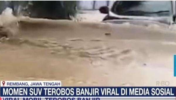 Mobil SUV Ini Nekat Terobos Banjir Rembang, Aksi Beraninya Bikin Warganet Terpana!