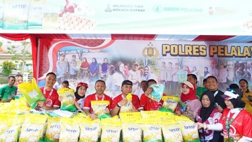 Gerakan Pangan Murah Polres Pelalawan Ludeskan 7 Ton Beras Sambut HUT Ke-26