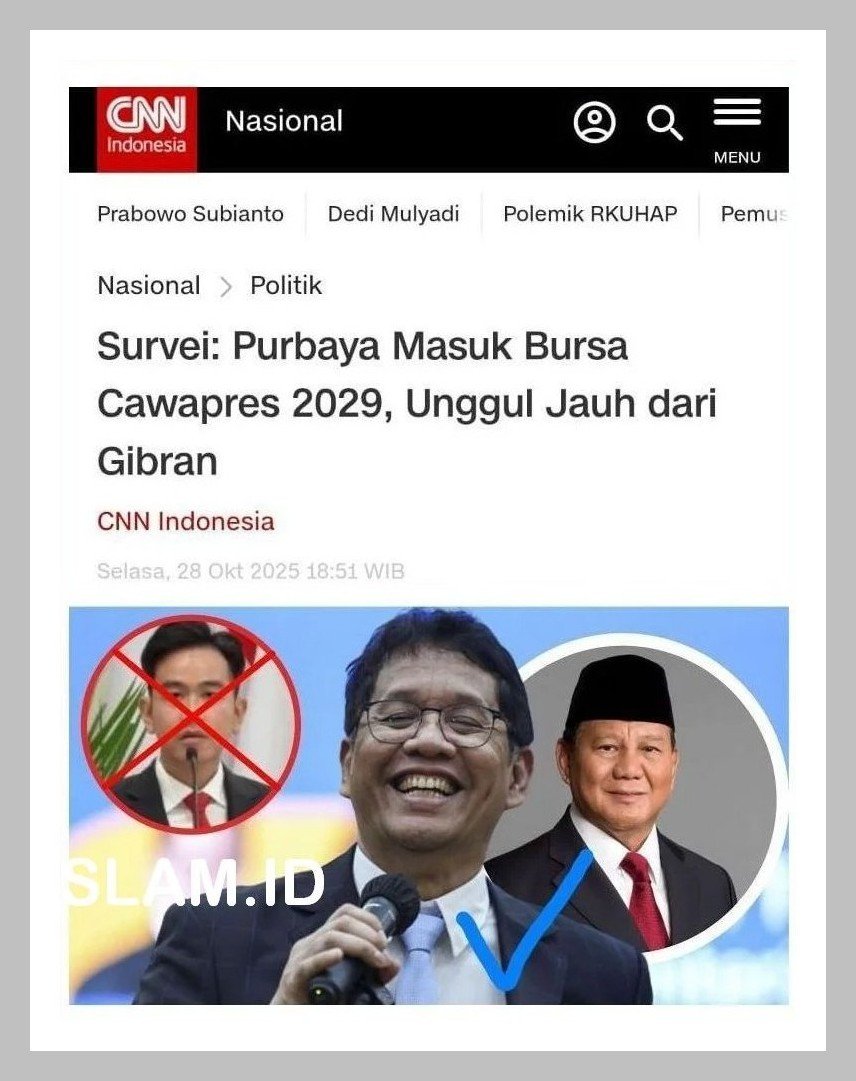 Elektabilitas Purbaya Melejit, Gibran Terdesak: Analisis Peta Politik Pilpres 2029