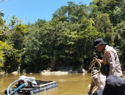 Polisi Gerebek Tambang Emas Ilegal di Sungai Setingkat Riau, 7 Rakit Disita