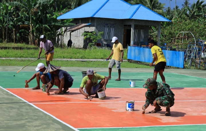 Lapangan Voli Baru TMMD di Desa Wama Rampung, Siap Dongkrak Aktivitas Pemuda