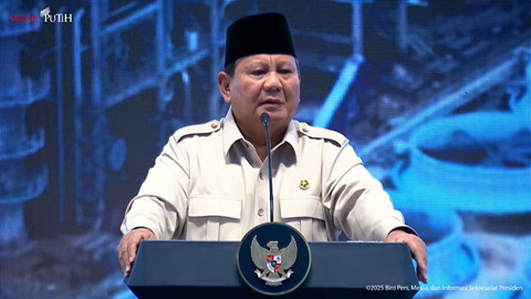 Prabowo Bercanda dengan Andra Soni dan Kapolri Listyo Sigit di Peresmian Pabrik Cilegon
