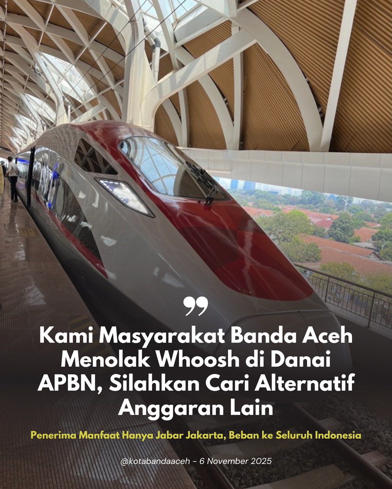 Protes Warga Aceh Tolak Whoosh Didanai APBN, Minta Prabowo Batalkan Proyek