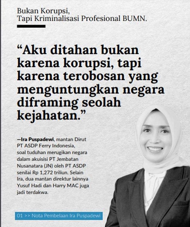 Pleidoi Ira Puspadewi Bantah Tuduhan Rugikan Negara Rp 1,25 Triliun di Kasus Korupsi ASDP