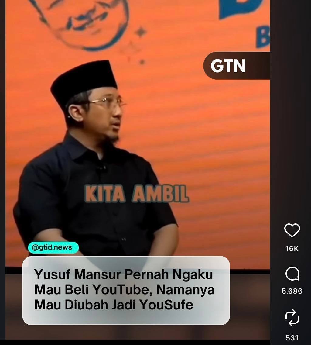 Ustaz Yusuf Mansur Gemparkan Publik, Ingin Akuisisi YouTube Rp 9.177 Triliun Jadi YouSufe