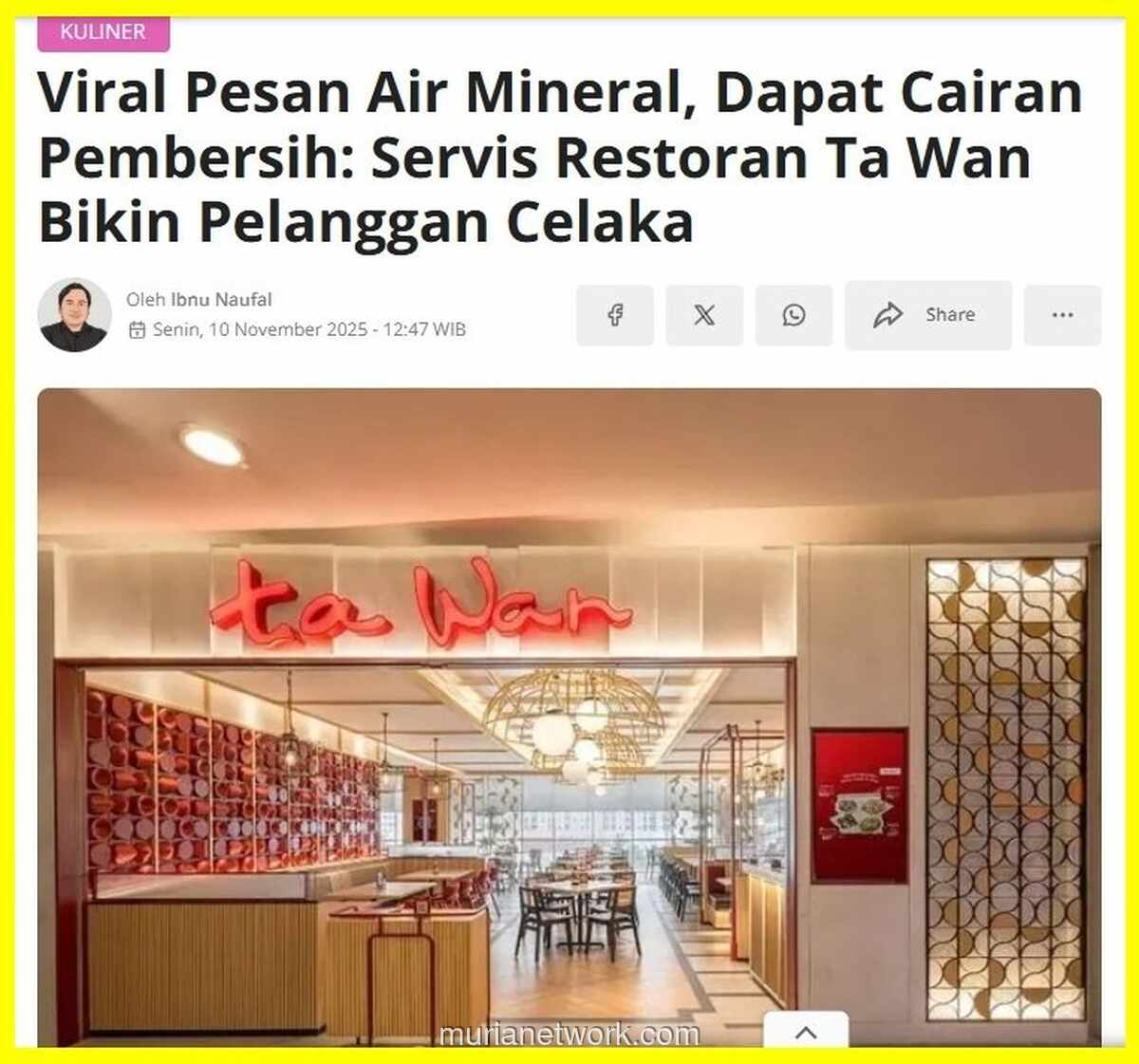 Restoran Ta Wan Bali Viral: Kronologi Lengkap Pelanggan Minum Cairan Pembersih