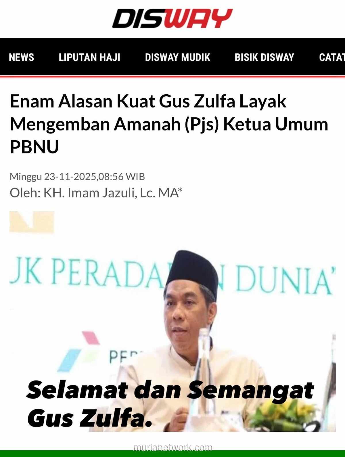 Gus Zulfa Diusulkan Jadi Penjabat Ketum PBNU, Ini Enam Alasannya