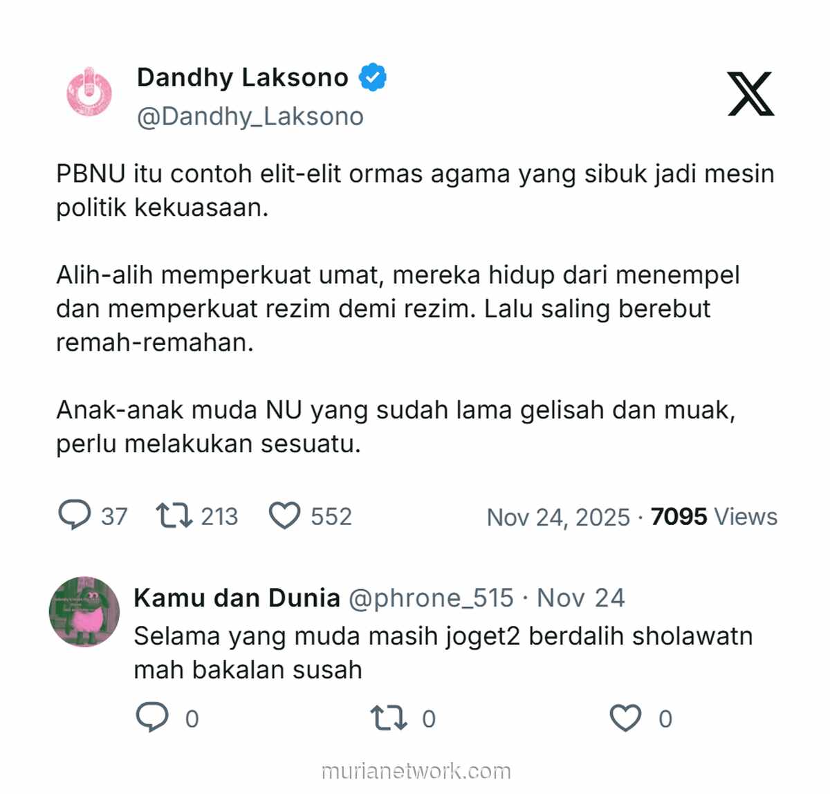 Dandhy Laksono Soroti PBNU yang Dikritik Jadi Mesin Politik Kekuasaan