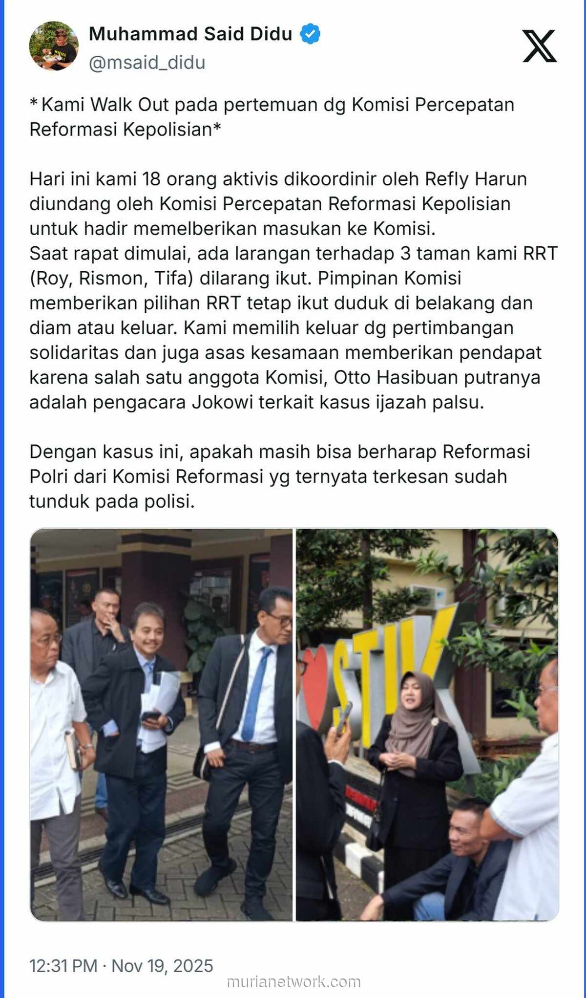 Aksi Walk Out Aktivis Warnai Pertemuan Reformasi Polri