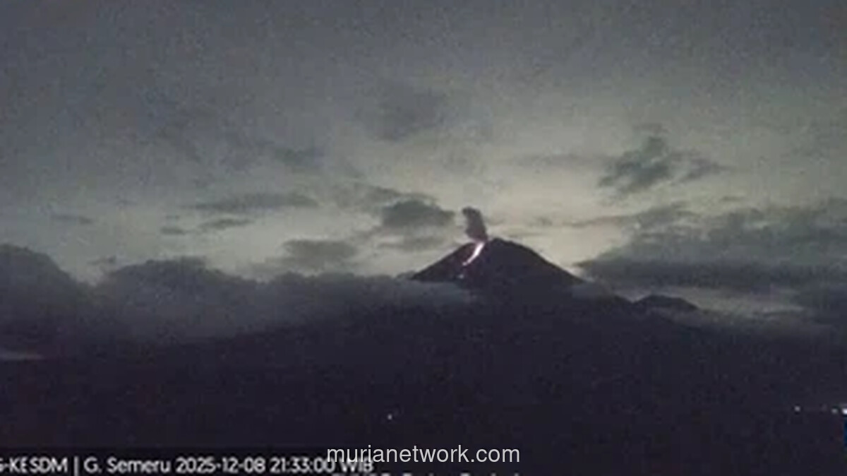 Semeru Muntahkan Lava Pijar, Kolom Abu Membubung 1.000 Meter