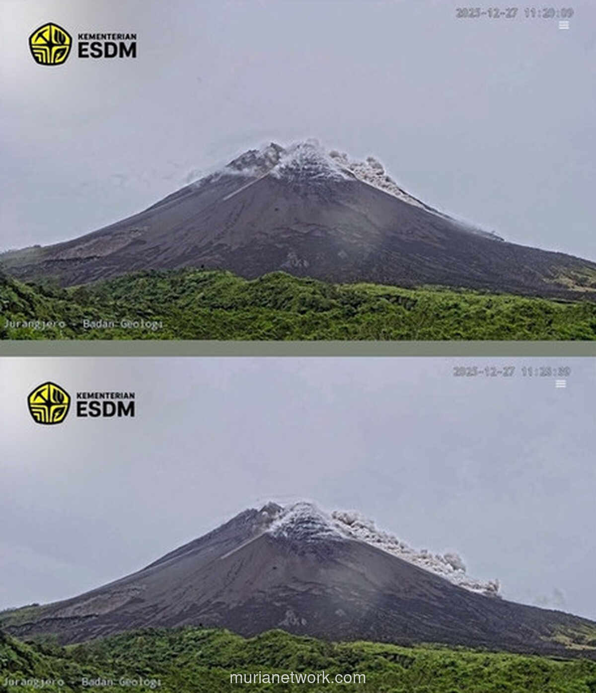 Merapi Kembali Muntahkan Awan Panas Dua Kali dalam Sejam