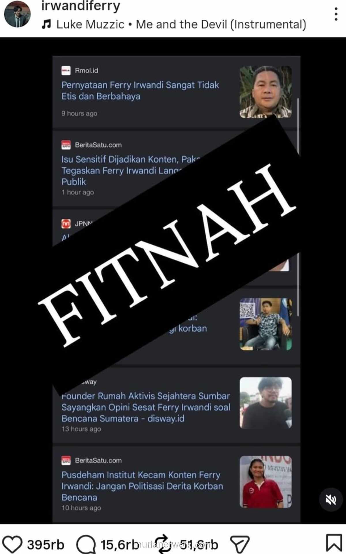 Ferry Irwandi Bantah Fitnah Soal Galangan Dana 10 Miliar