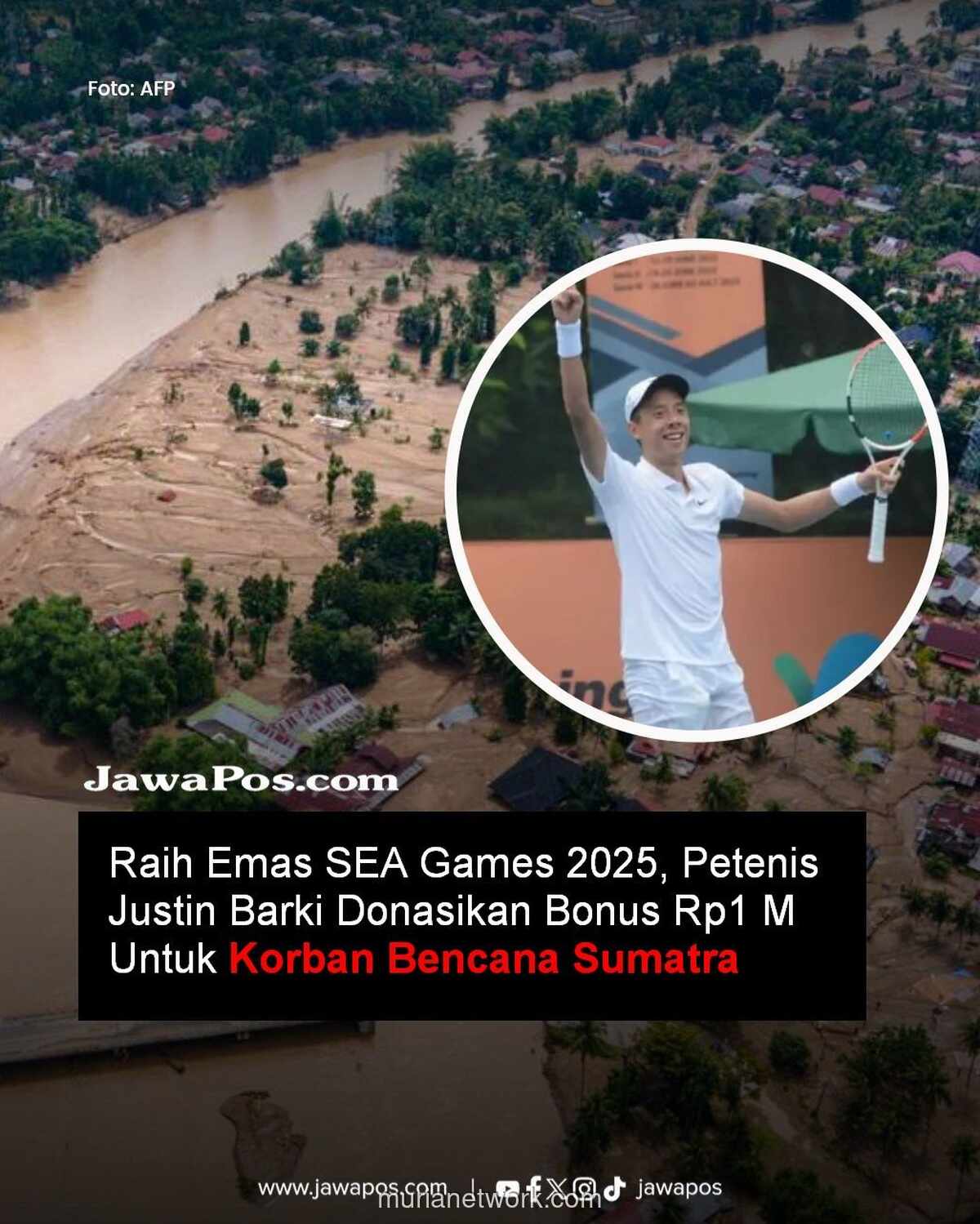 Justin Barki Sumbang Bonus Rp1 Miliar untuk Korban Bencana Sumut