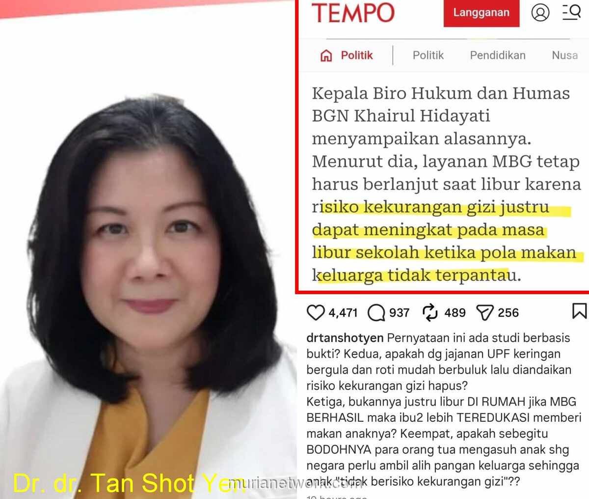 Dr. Tan Shot Yen Tantang Program Makanan Bergizi: Solusi atau Cermin Kegagalan?