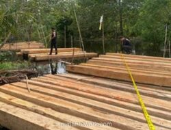 Polisi Gagalkan Rakit Kayu Ilegal di Sungai Pertas, 8 Ton Bukti Diamankan