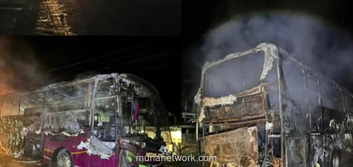 Bus Mudik Hangus Terbakar di Depan Mapolres Muratara, Seluruh Penumpang Selamat