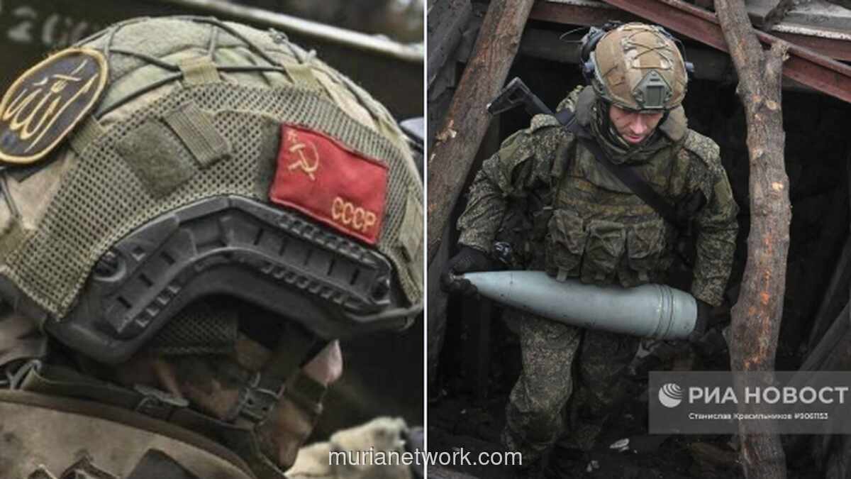 Simbol Palu Arit dan Kaligrafi Allah Berdampingan di Helm Tentara Rusia