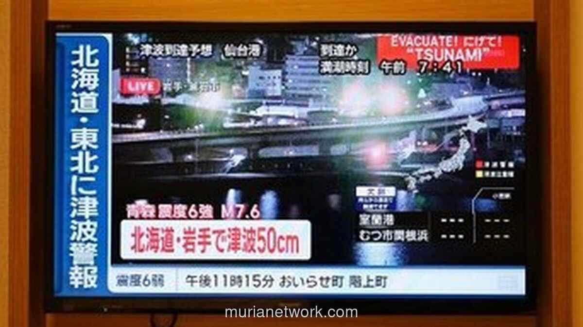 Gempa 7,6 SR Guncang Jepang Utara, Tsunami 40 Cm Hantam Dua Pelabuhan