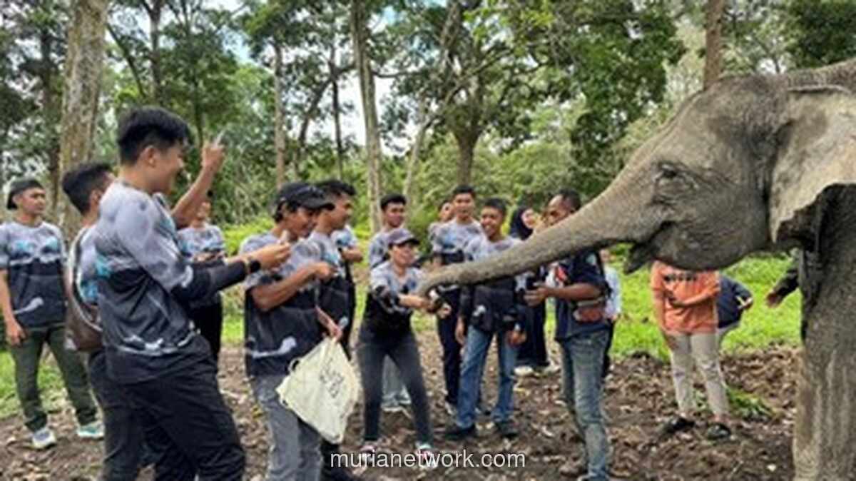 Pelari Hijau Polisi Sambangi Gajah Sumatra di Hutan Kampar