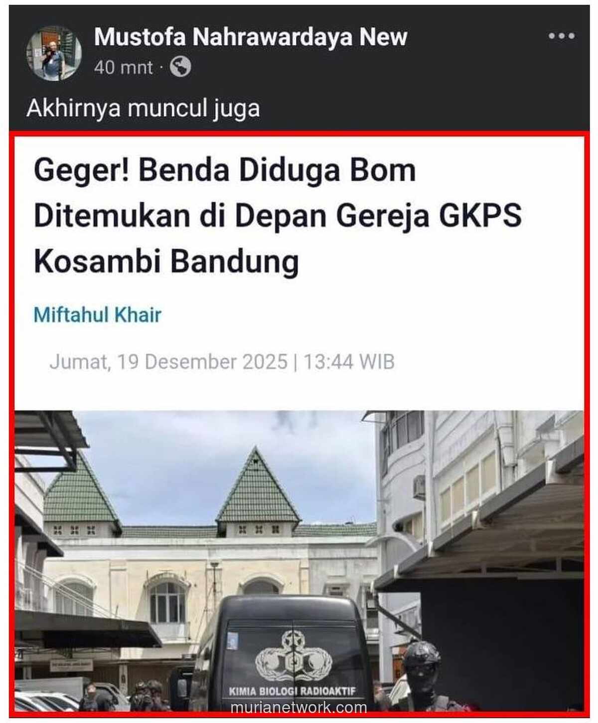 Kotak Misterius di Depan Gereja GKPS Bandung Picu Kepanikan Warga