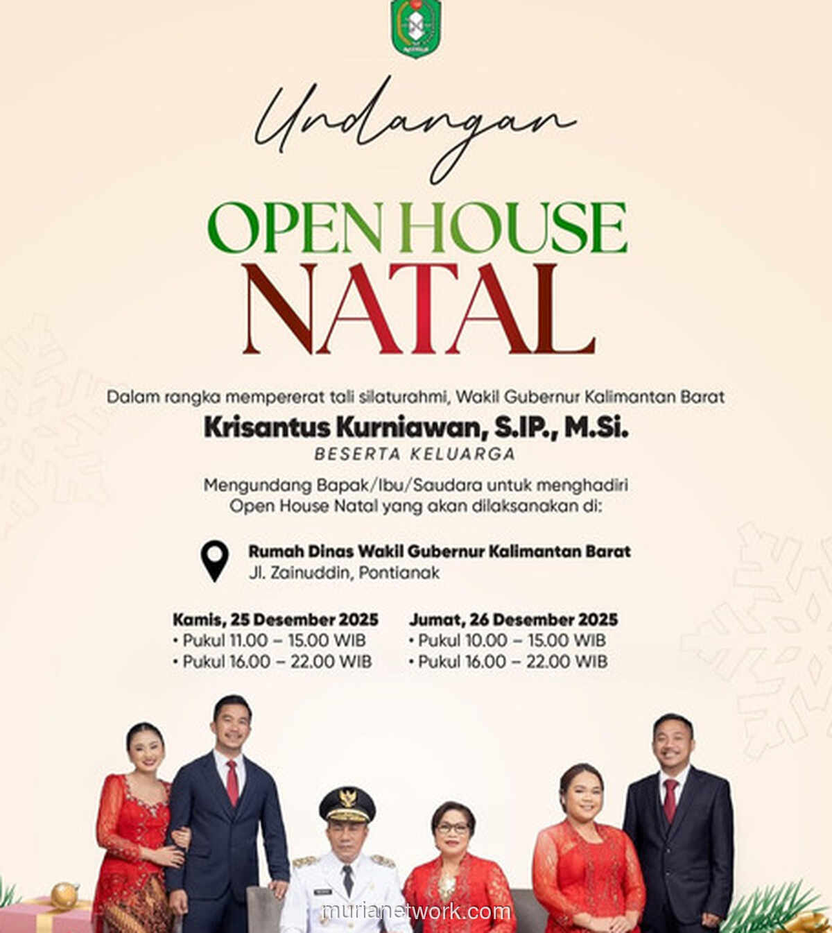 Rumah Dinas Wagub Kalbar Dibuka Dua Hari untuk Rayakan Natal Bersama Warga