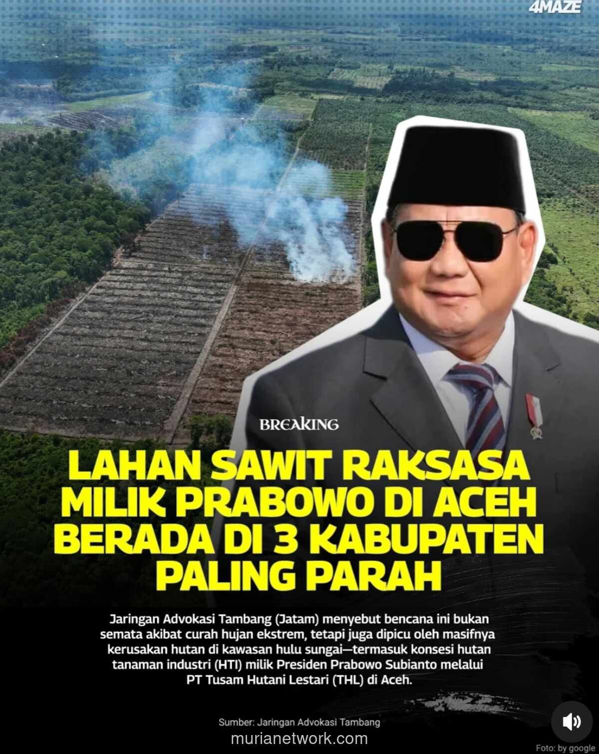 Bencana Aceh dan Lahan Pinus Milik Prabowo yang Kembali Disorot