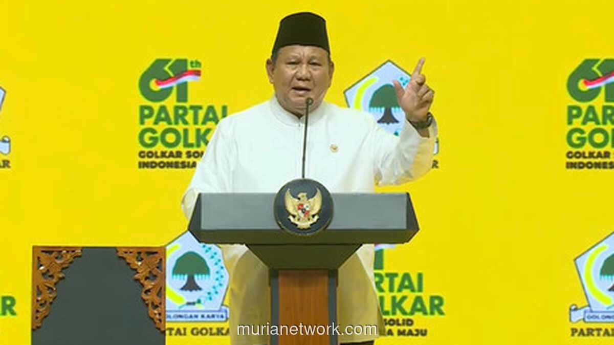 Prabowo Soroti 50 Helikopter Tangani Bencana dan Capaian 49 Juta Porsi Makan Gratis di HUT Golkar