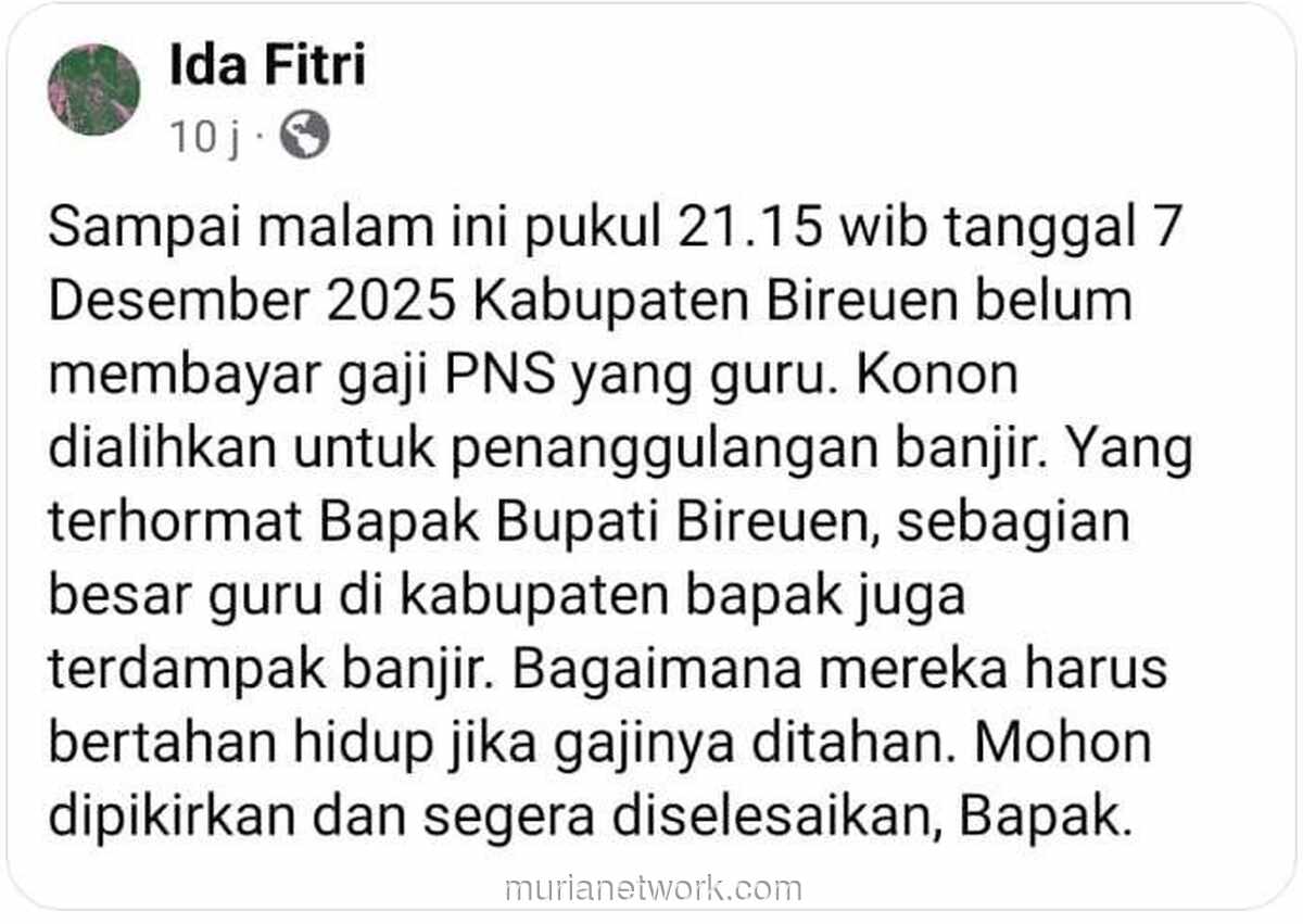 Gaji Guru Bireuen Belum Cair, Diduga Dialihkan untuk Tangani Banjir